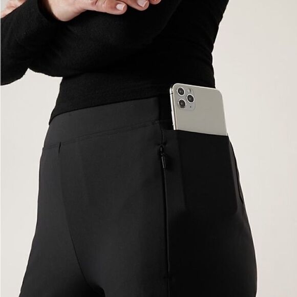 * NWOT ATHLETA Black Stellar Raw Hem Slit Tights Sz XS - Picture 4 of 15